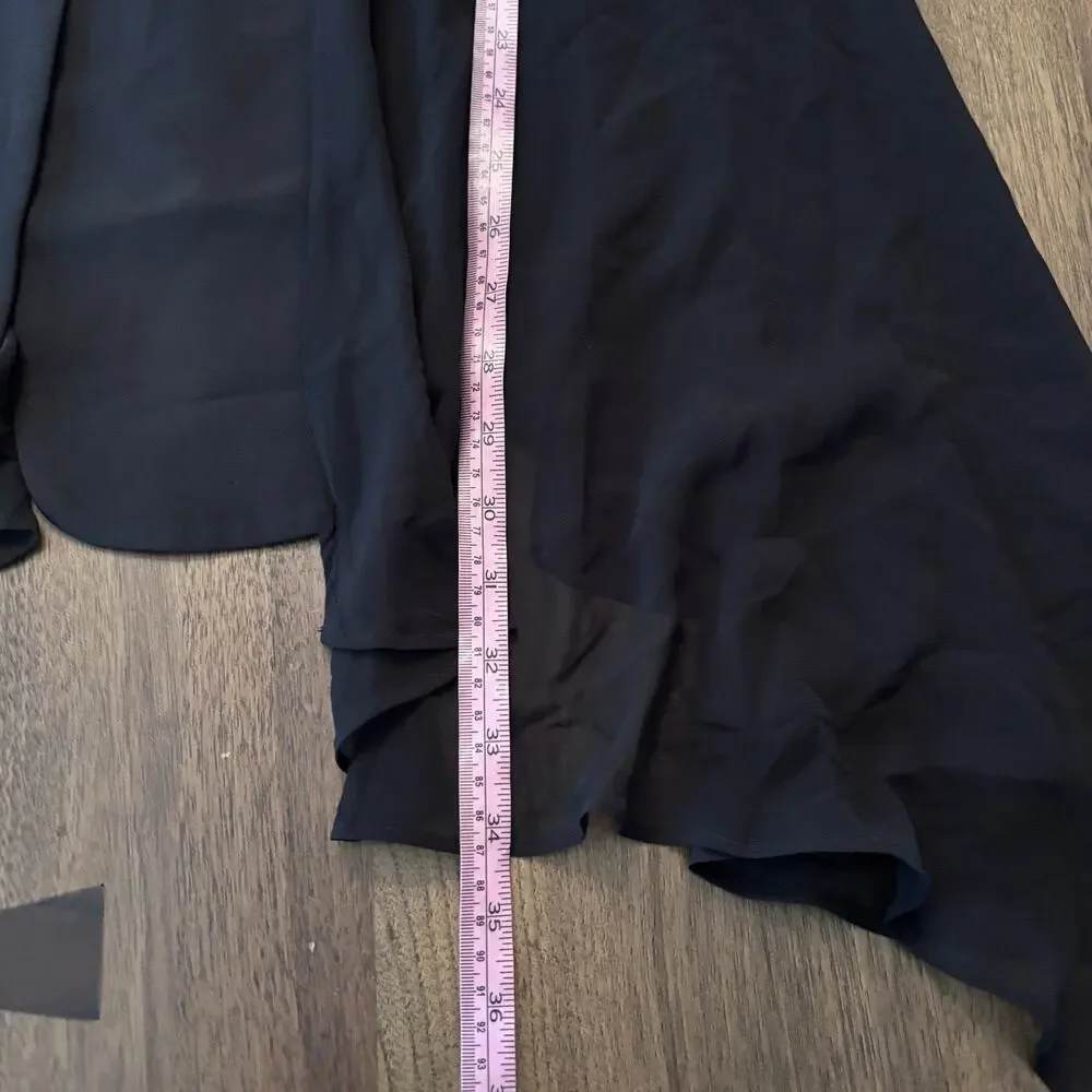 Wynne Collection Size XL Black Single Button Asymmetrical Sheer Jacket Blazer